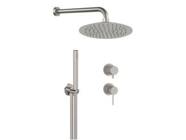 X STYLE INOX - Stainless steel shower set with overhead shower _ Remer Rubinetterie